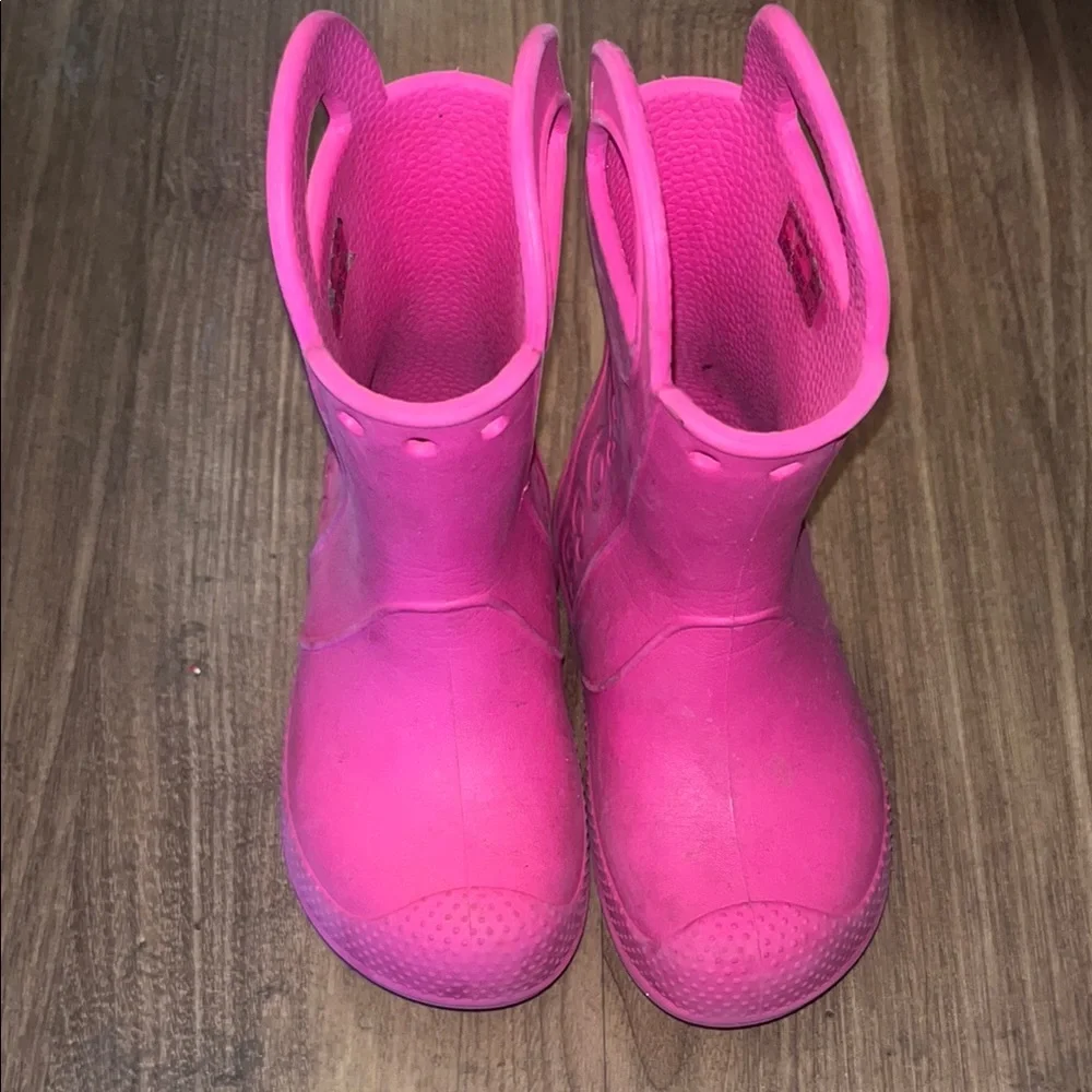 CROCS Pink Rain & Snow Boots Waterproof Mid-Calf
